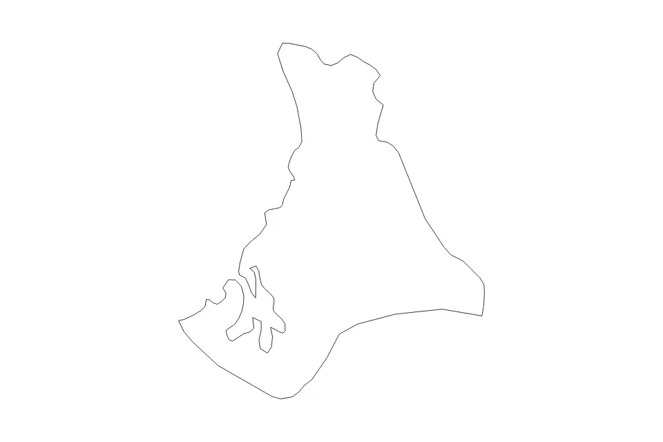 Outline map of North Andros District, Bahamas with subdivision borders.