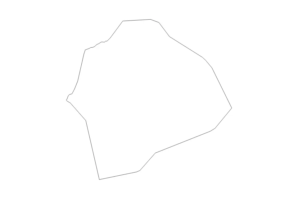 Outline map of Saint Thomas Parish, Barbados with subdivision borders.