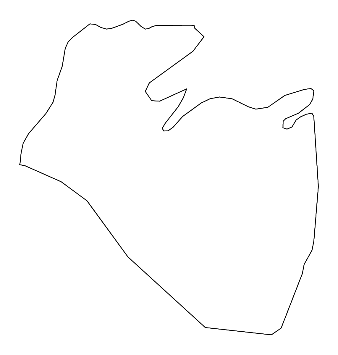 Outline map of Corozal District, Belize with rivers.