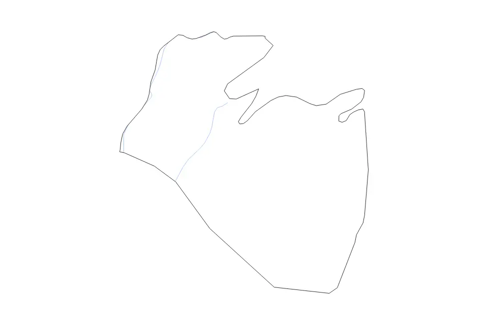Outline map of Corozal District, Belize with subdivision borders and rivers.