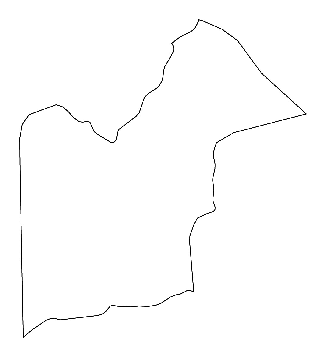 Mapa de contorno de Orange Walk, Belize con ríos.
