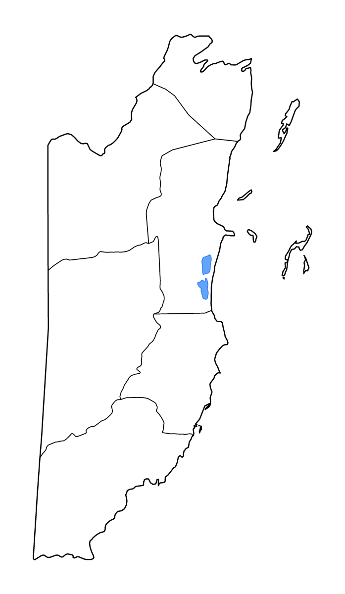 Carte de contour de Belize (pays) avec limites administratives internes, lacs et rivières.