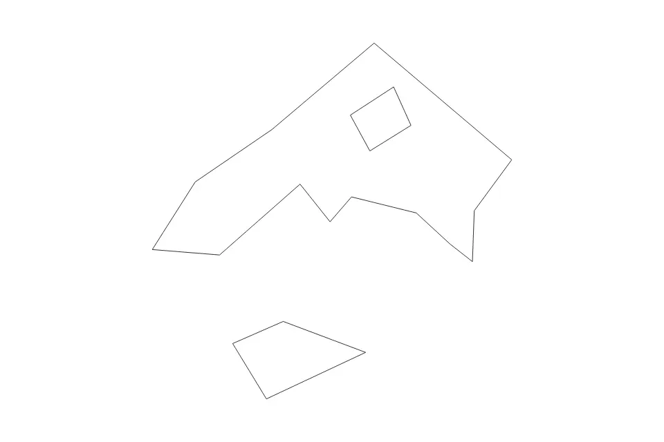 Outline map of Saint George Administrative Area, Bermuda with subdivision borders.