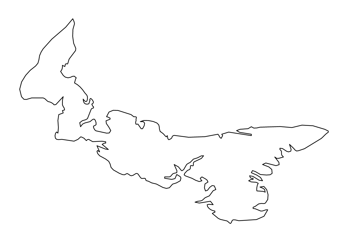 Mapa de contorno de Prince Edward Island, Canada.