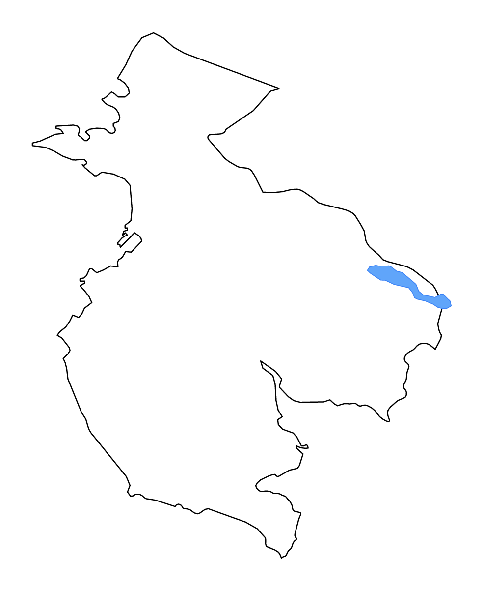 Outline map of Guanacaste, Costa Rica with lakes and rivers.