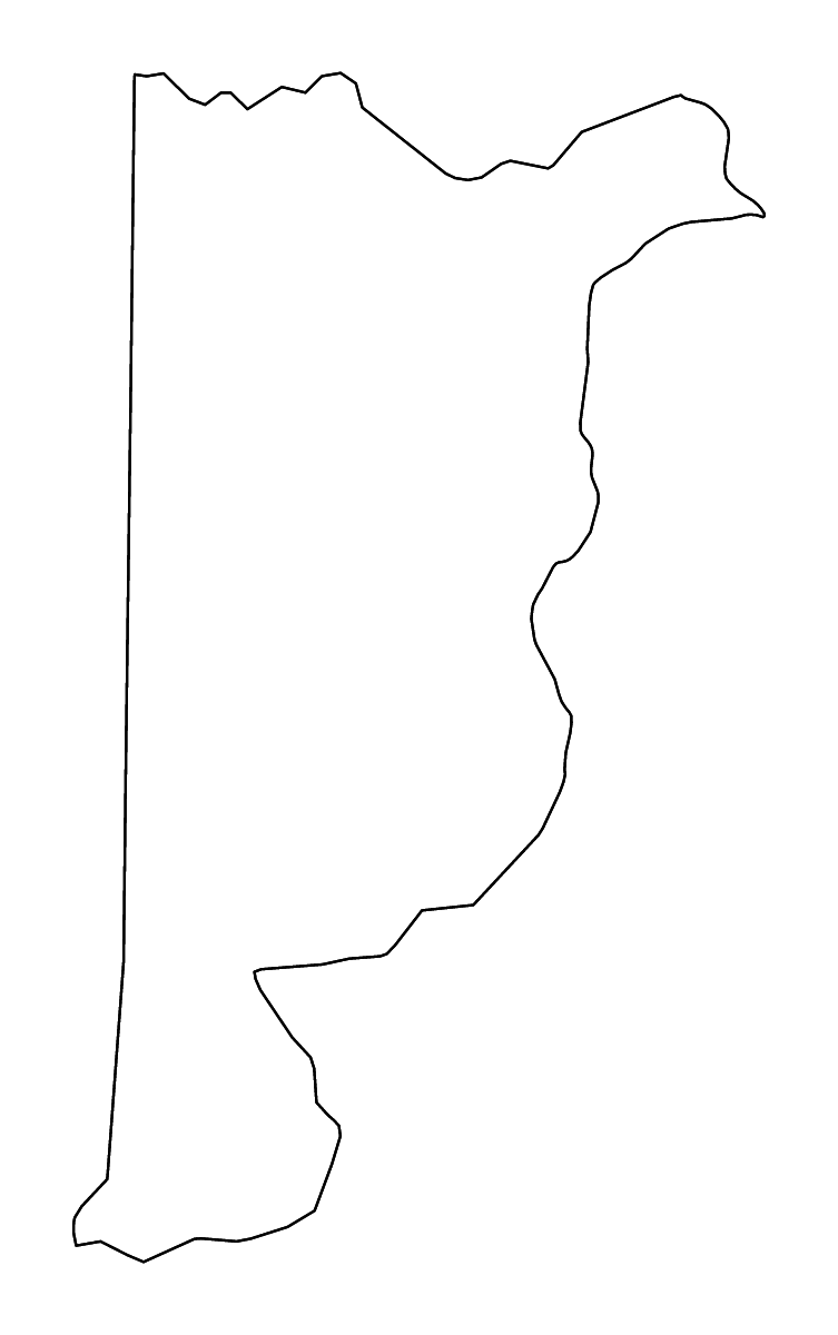 Outline map of Heredia, Costa Rica with rivers.