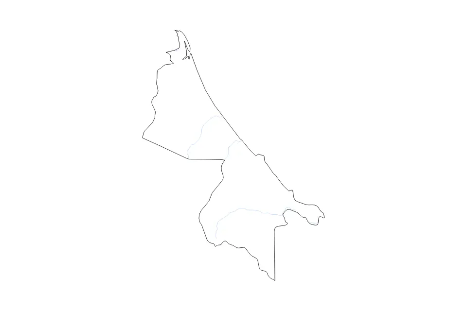 Carte de Limón, Costa Rica de type contour et rivières pour Amérique du Nord, montrant contour et rivières avec des limites nettes.