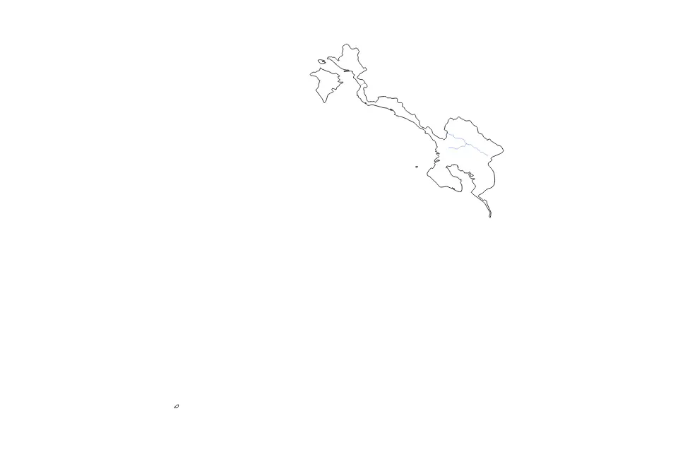 Outline map of Puntarenas, Costa Rica with subdivision borders and rivers.