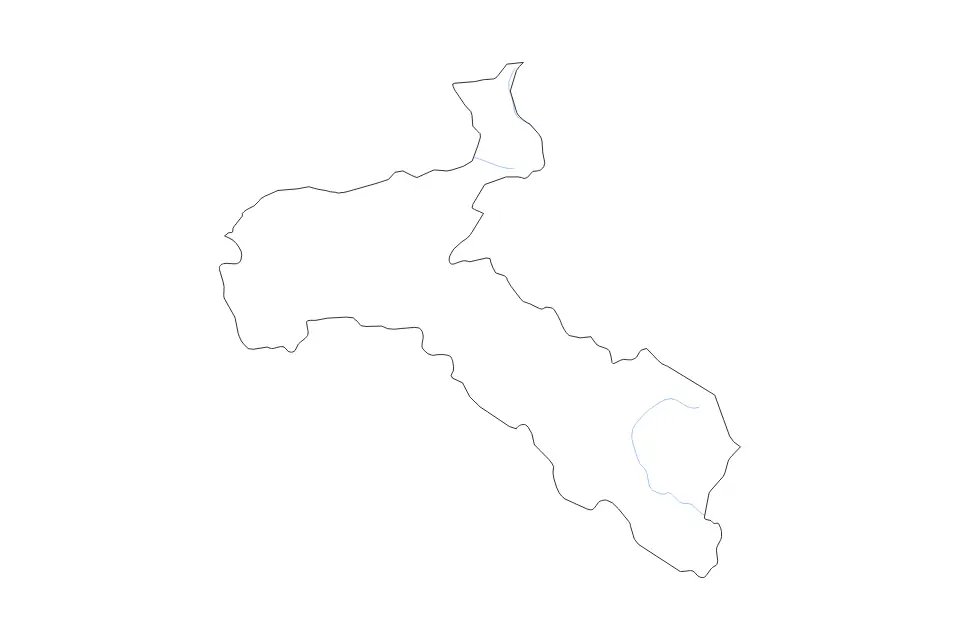 Outline map of San José, Costa Rica with subdivision borders and rivers.