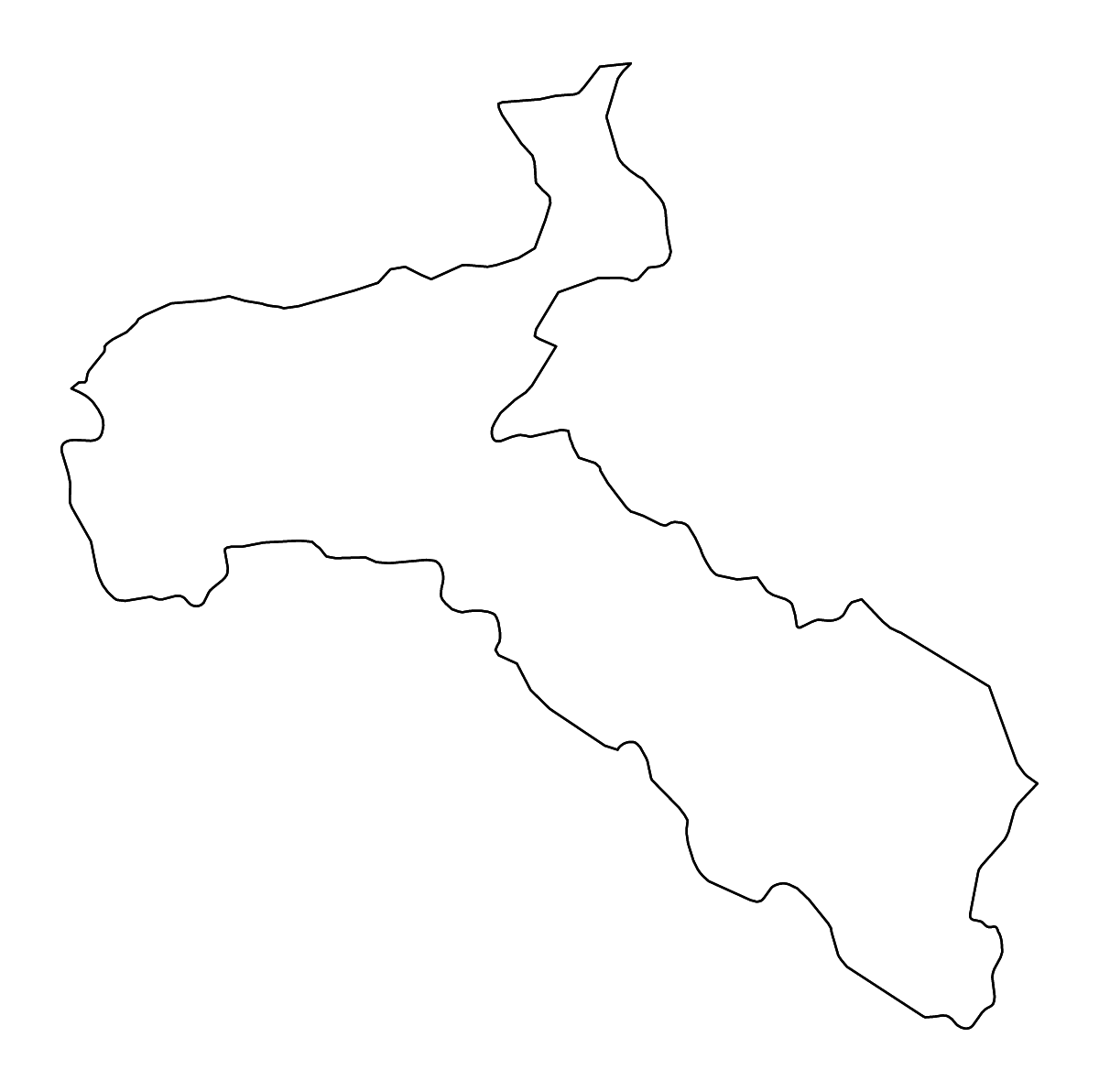Mapa de contorno de San José, Costa Rica con ríos.