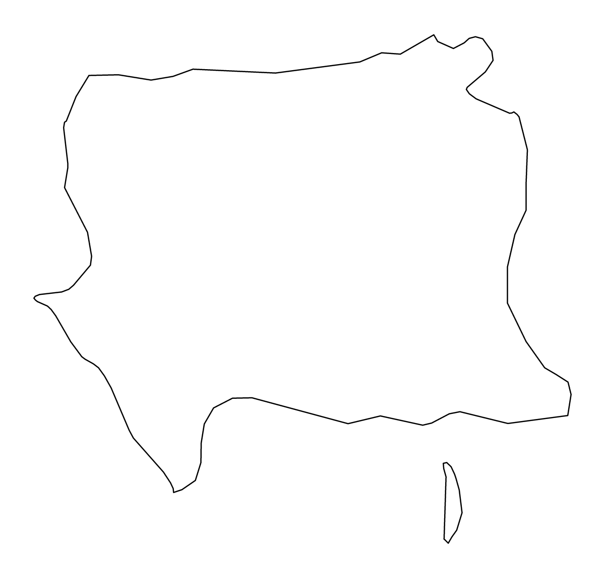 Mapa de contorno de Artemisa, Cuba.