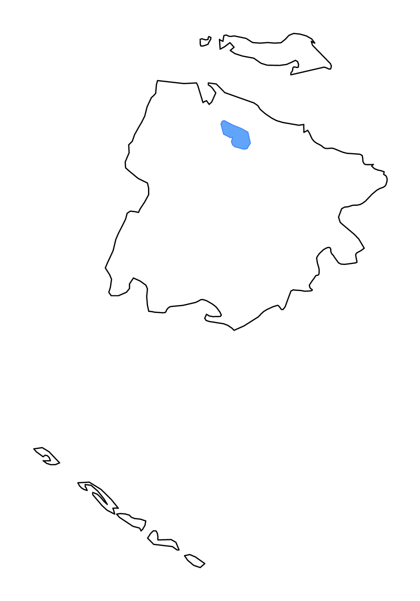 Mapa de contorno de Ciego de Ávila, Cuba con lagos y ríos.