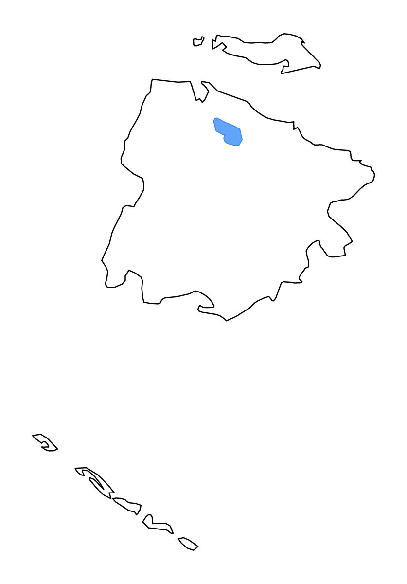 Mapa de contorno de Ciego de Ávila, Cuba con lagos y ríos.