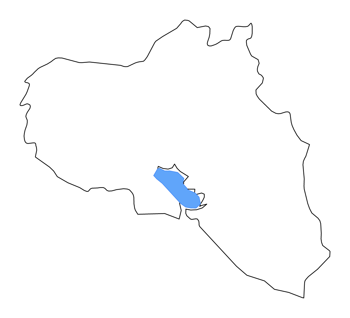Mapa de contorno de Cienfuegos, Cuba con lagos y ríos.