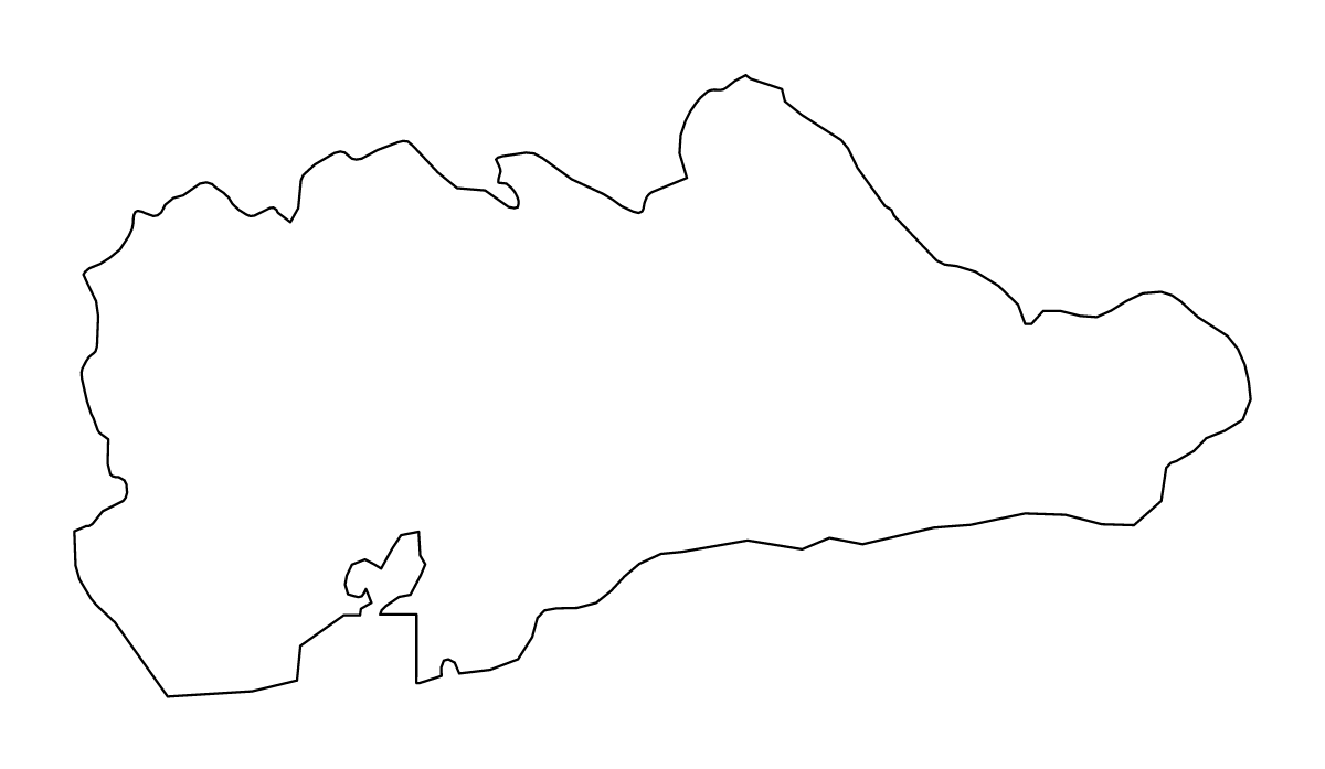 Outline map of Guantánamo, Cuba.