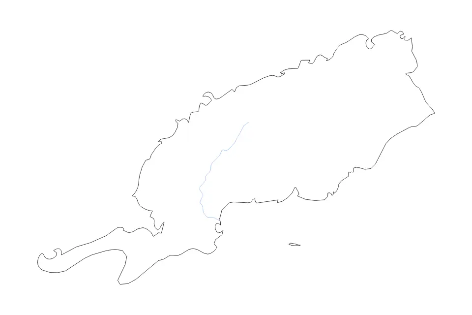 Outline map of Pinar del Río, Cuba with subdivision borders and rivers.