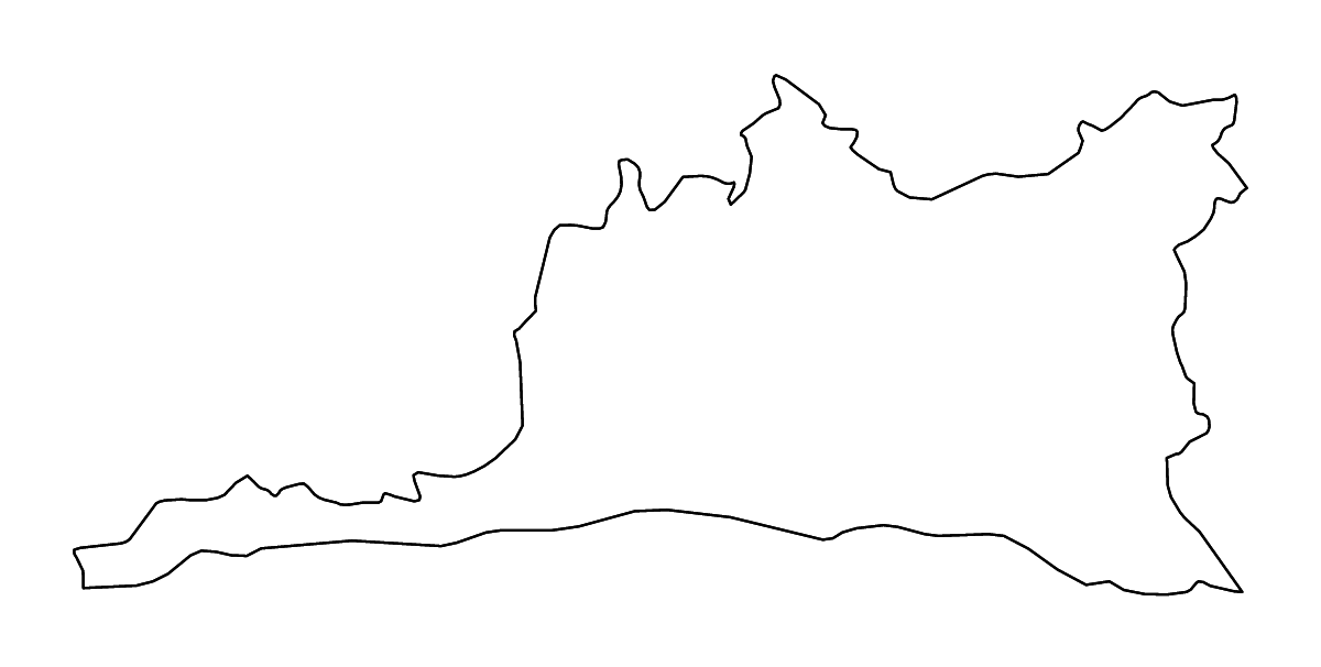 Mapa de contorno de Santiago de Cuba, Cuba con ríos.