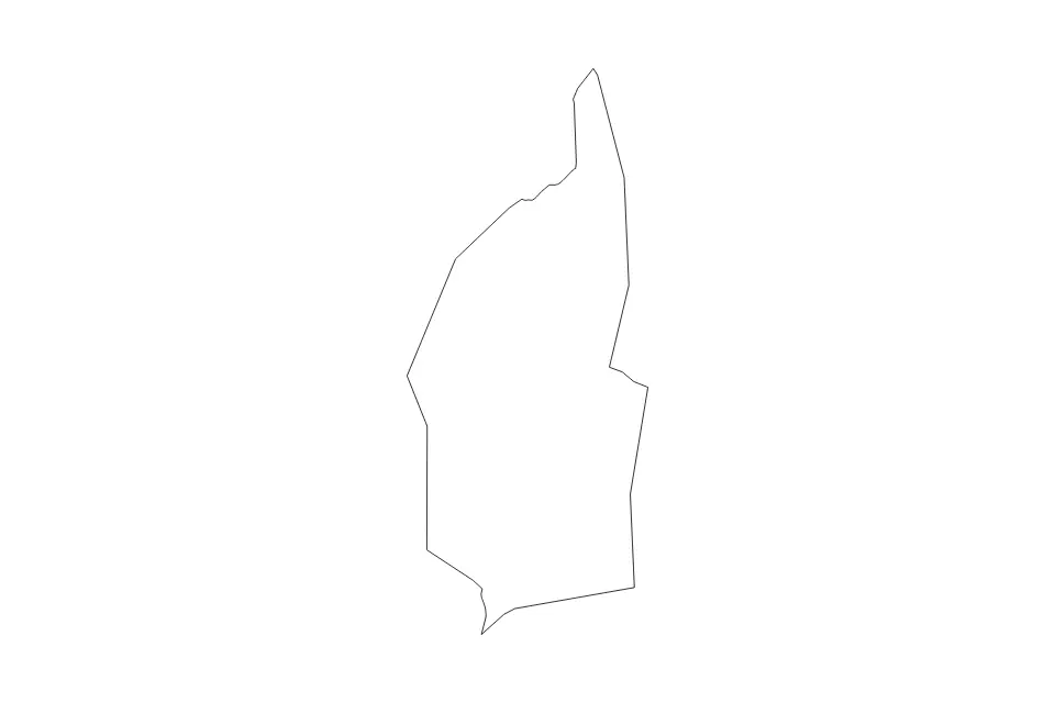 Outline map of Saint David Parish, Dominica with subdivision borders.