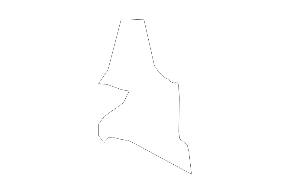 Outline map of Saint John Parish, Dominica with subdivision borders.
