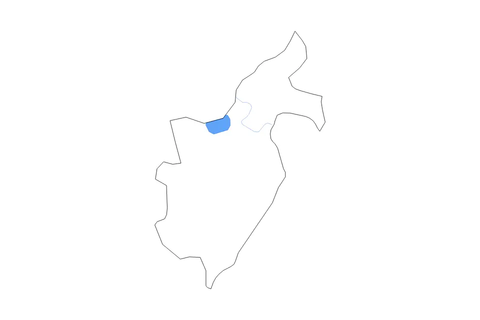 Outline map of Barahona, Dominican Republic with subdivision borders and major lakes and rivers.