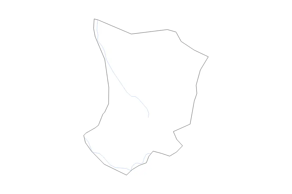 Outline map of Dajabón, Dominican Republic with subdivision borders and rivers.