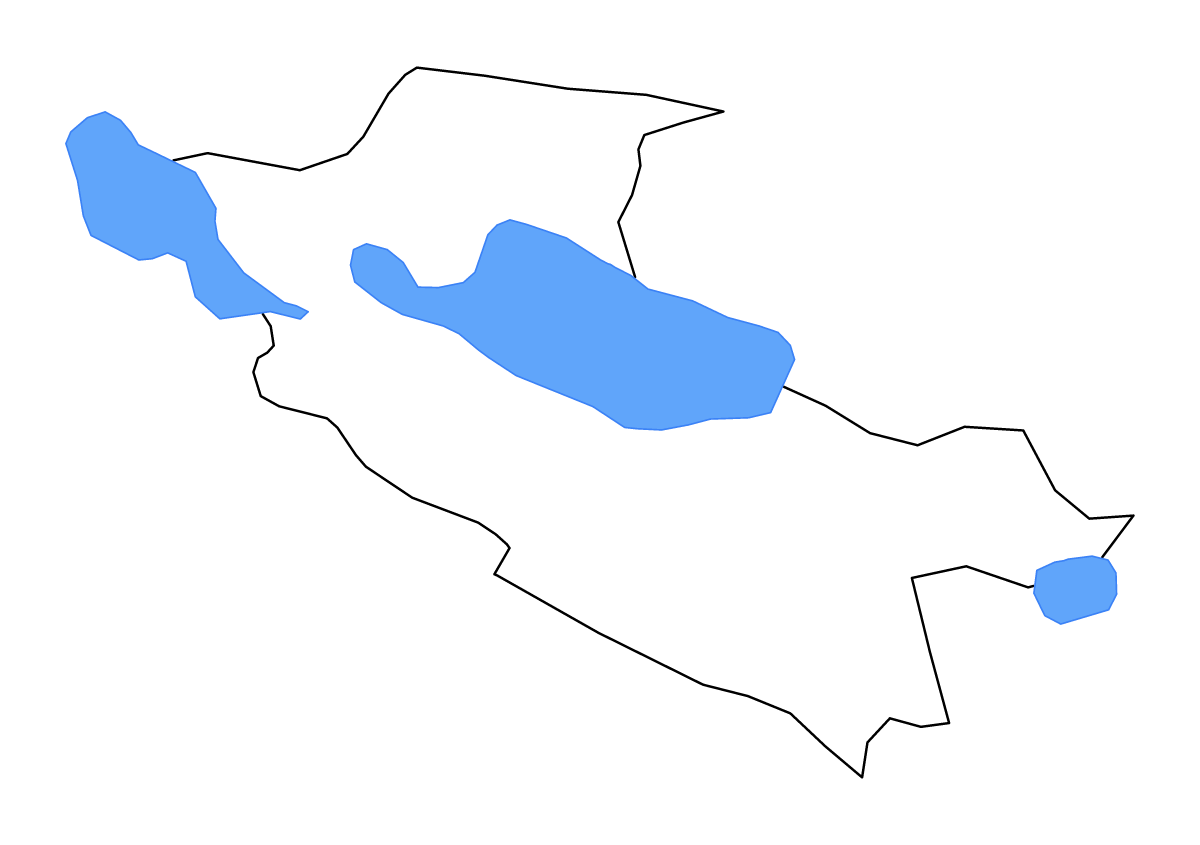 Outline map of Independencia, Dominican Republic with lakes.