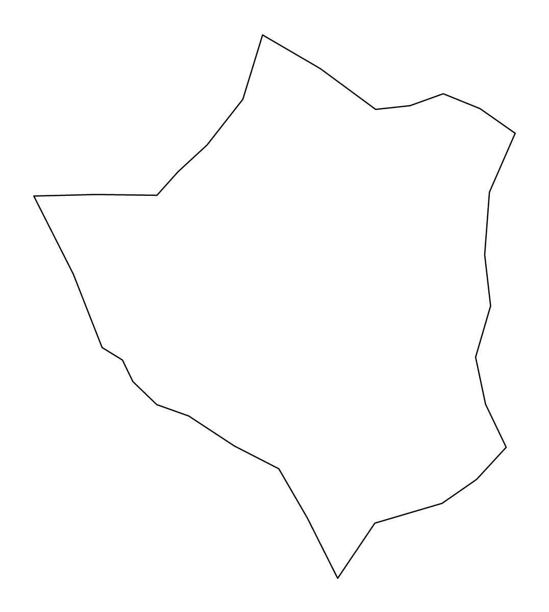 Outline map of San José de Ocoa, Dominican Republic.