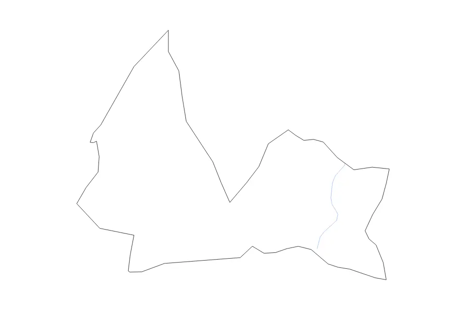 Outline map of San Pedro de Macorís, Dominican Republic with subdivision borders and rivers.