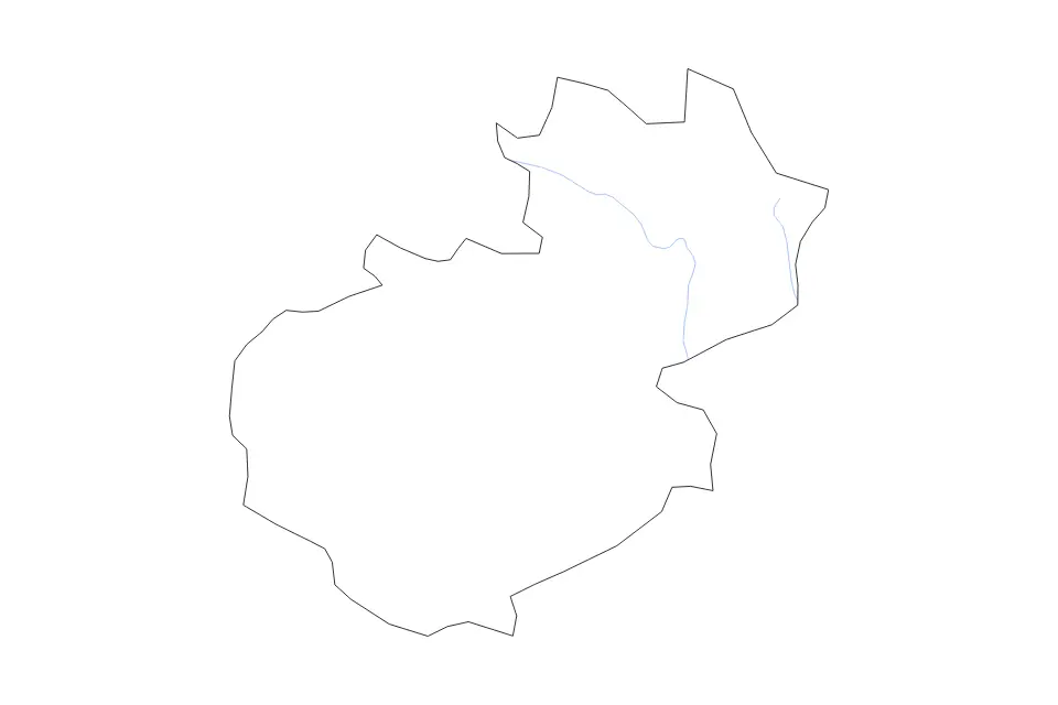 Outline map of Santiago, Dominican Republic with subdivision borders and rivers.