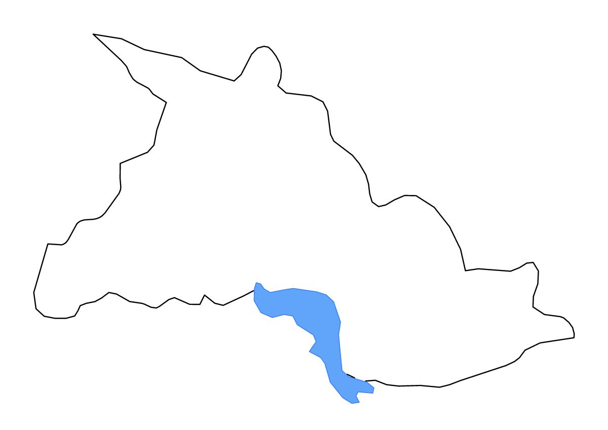 Mapa de contorno de Chalatenango, El Salvador con lagos y ríos.
