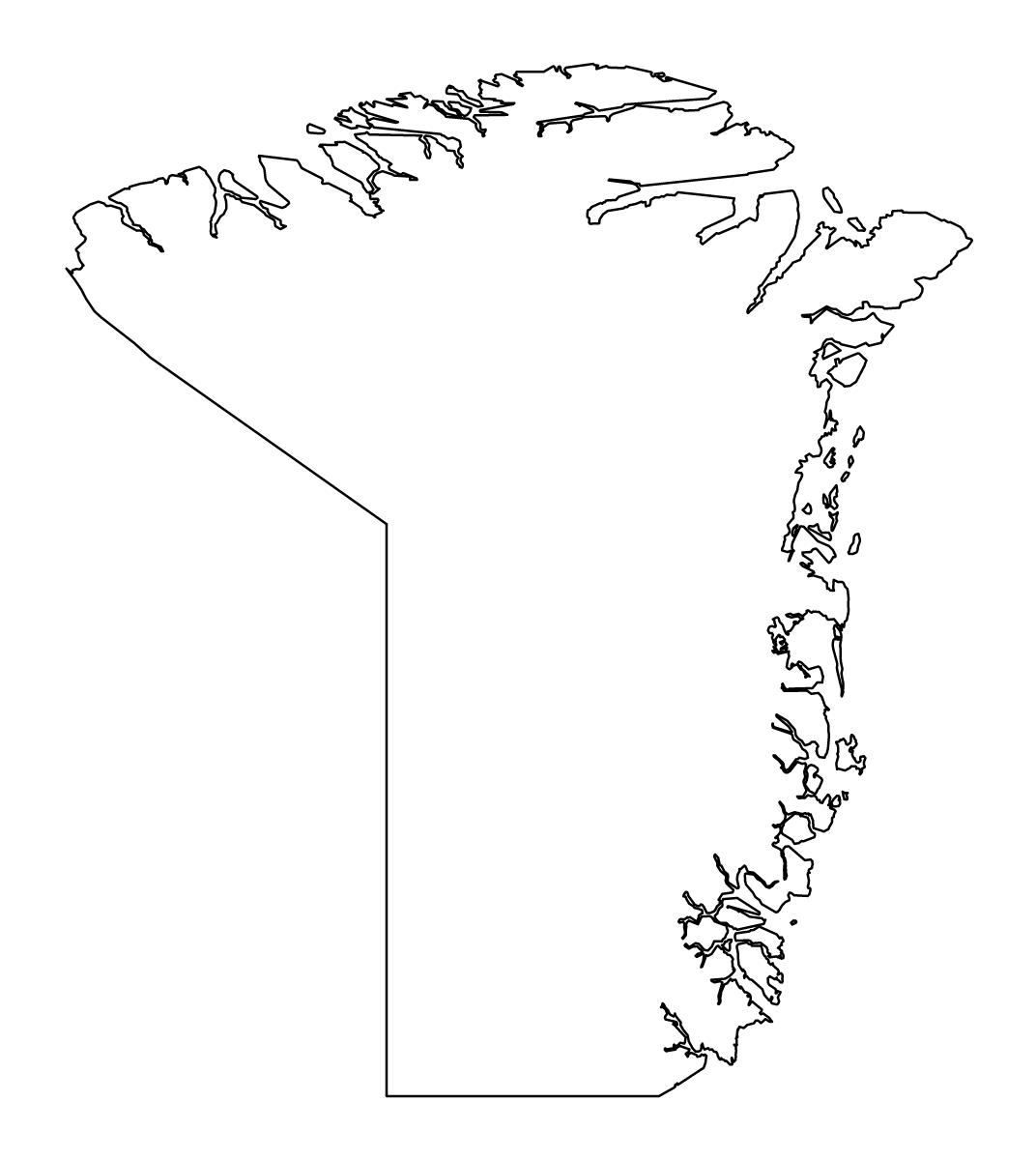 Mapa de contorno de Northeast Greenland National Park, Greenland.
