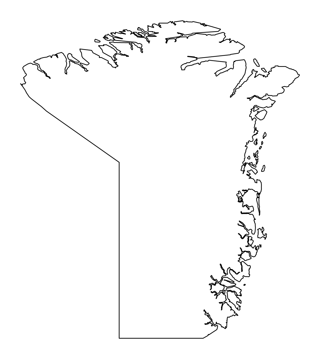 Mapa de contorno de Northeast Greenland National Park, Greenland.