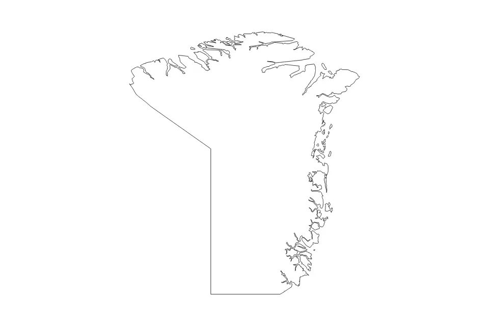 Mapa de Northeast Greenland National Park, Greenland de tipo contorno para América del Norte, con contorno con límites limpios.