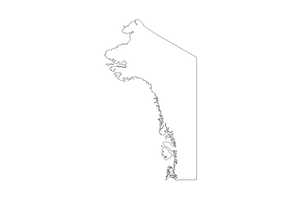 Carte de Qaasuitsup, Greenland de type contour et rivières pour Amérique du Nord, montrant contour et rivières avec des limites nettes.