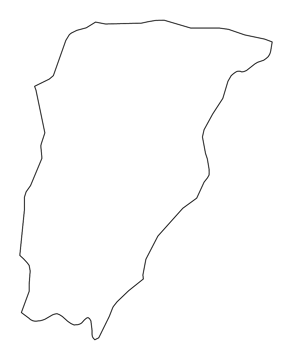 Mapa de contorno de Chimaltenango, Guatemala con ríos.