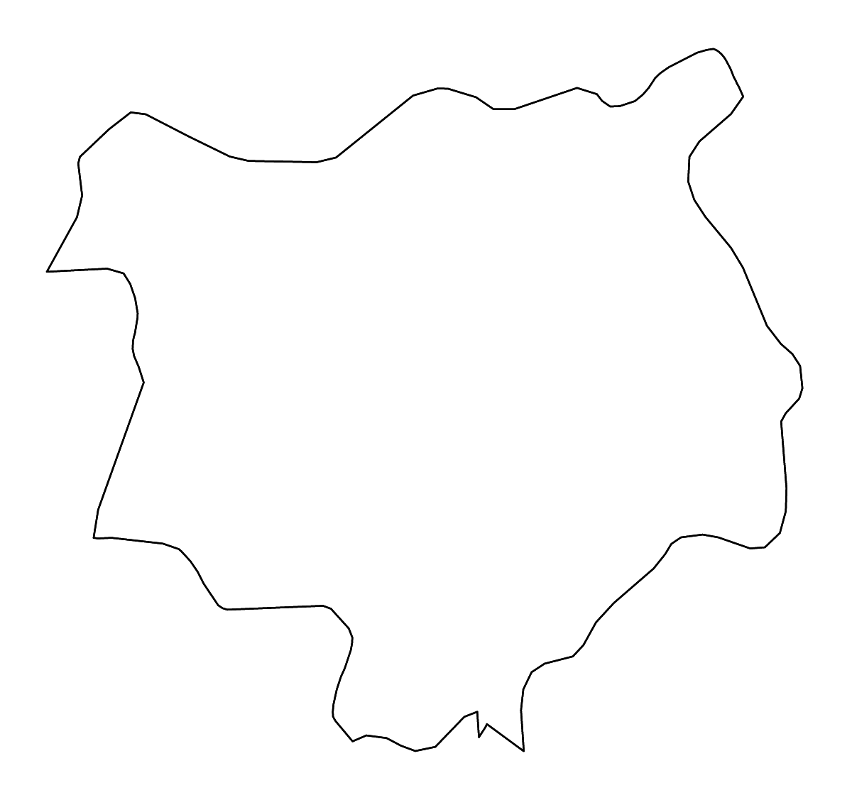 Mapa de contorno de Chiquimula, Guatemala con ríos.
