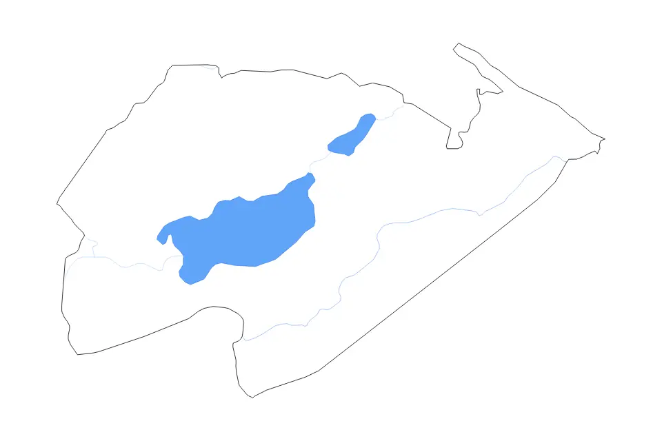 Outline map of Izabal Department, Guatemala with subdivision borders and major lakes and rivers.