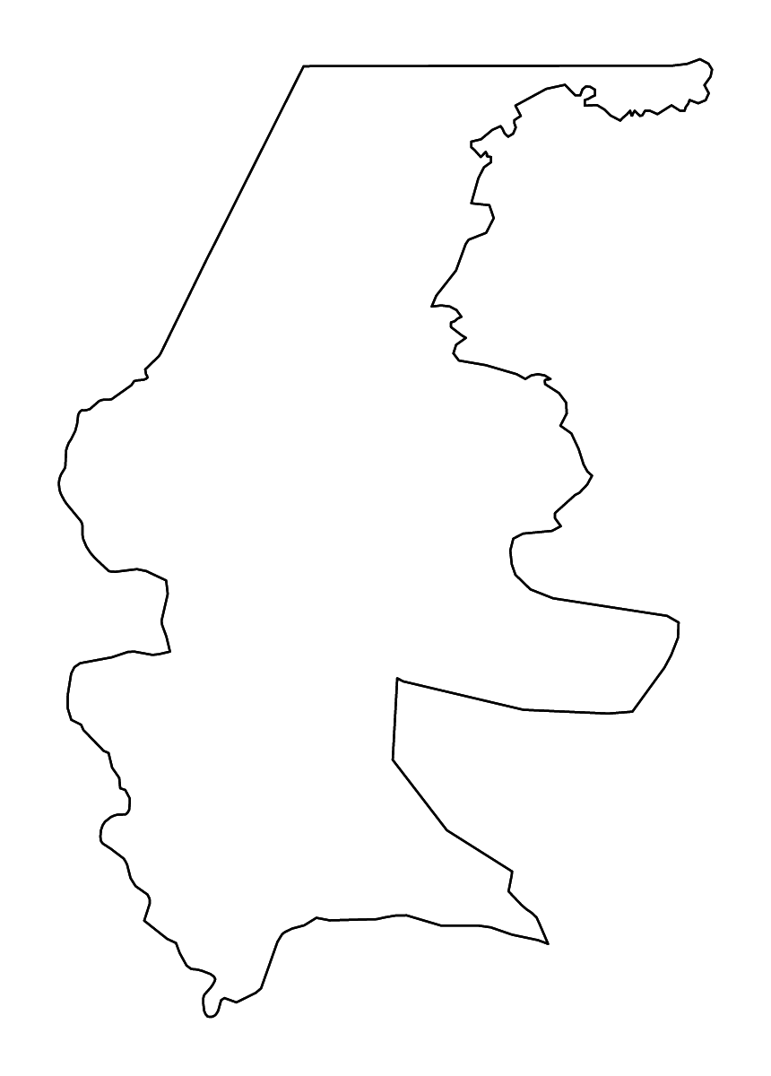 Mapa de contorno de Quiché, Guatemala con ríos.