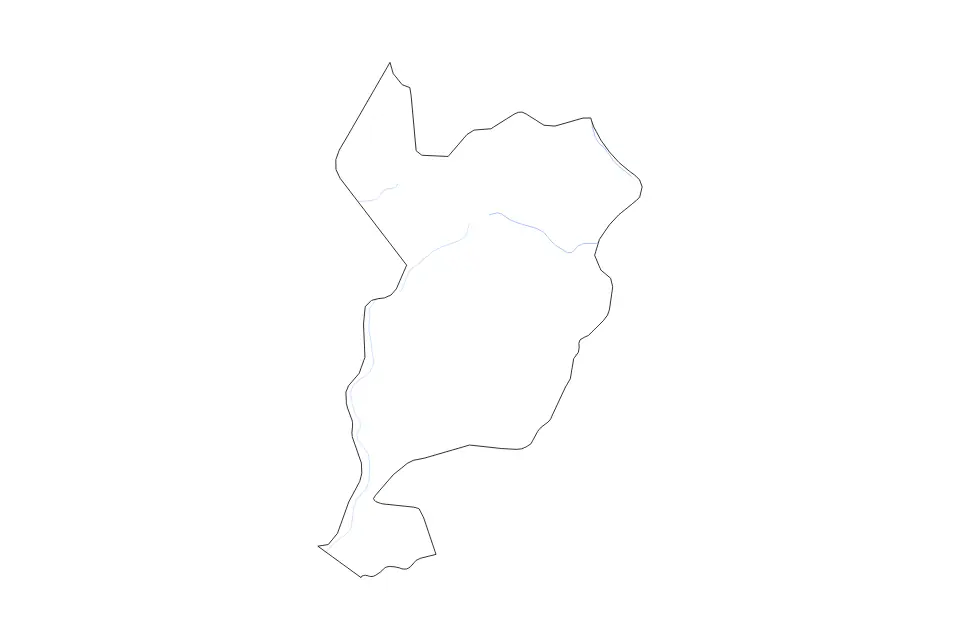 Outline map of San Marcos Department, Guatemala with subdivision borders and rivers.