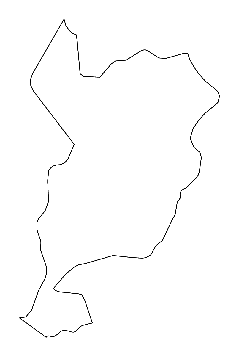 Outline map of San Marcos Department, Guatemala with rivers.