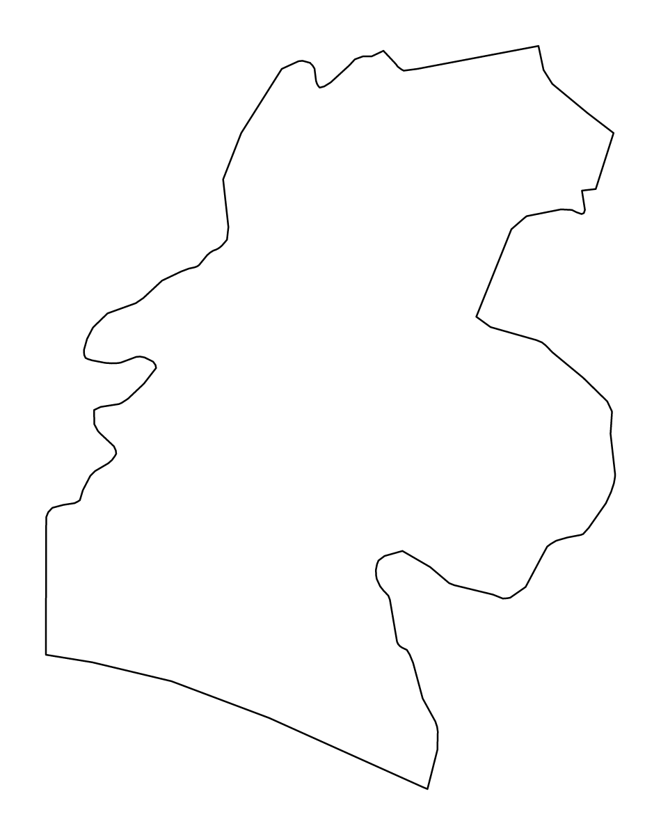 Outline map of Santa Rosa Department, Guatemala.