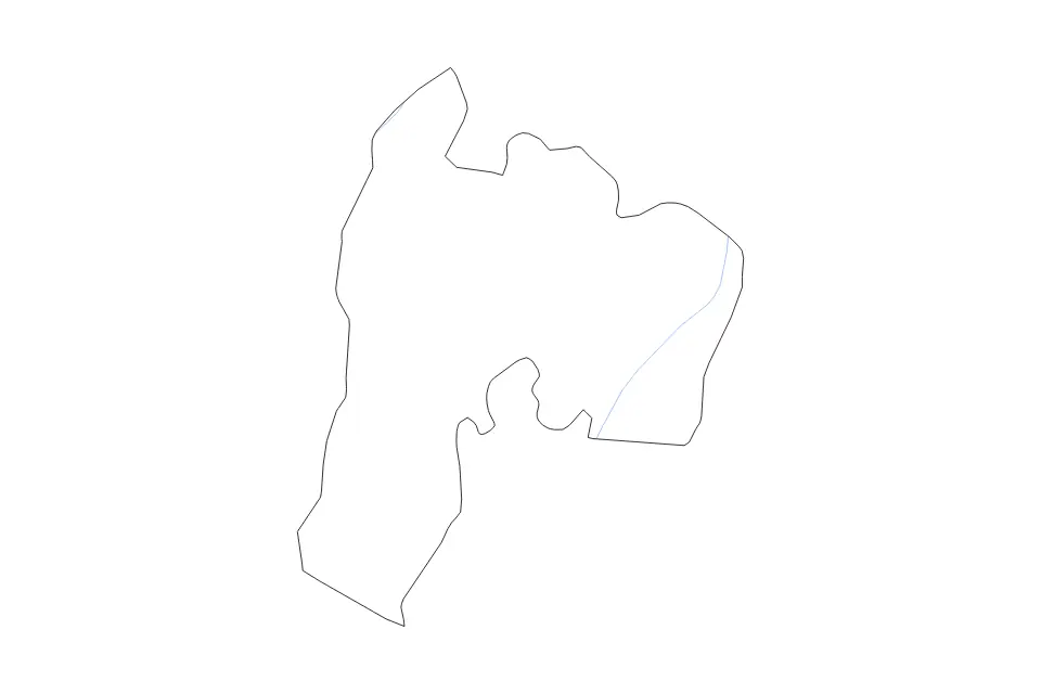 Outline map of Suchitepéquez Department, Guatemala with subdivision borders and rivers.