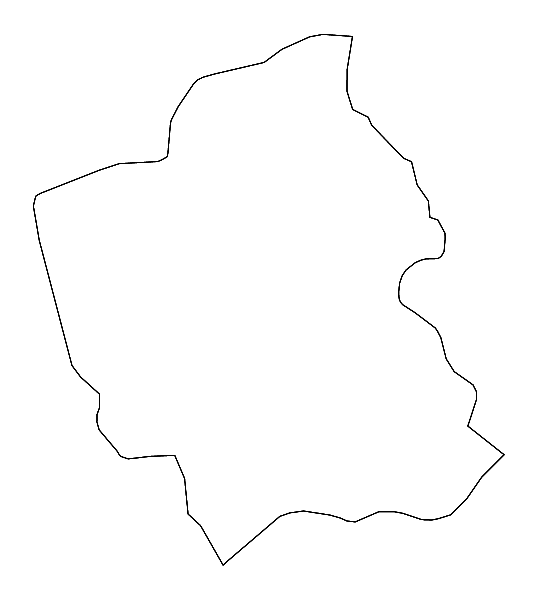 Mapa de contorno de Totonicapán, Guatemala con ríos.