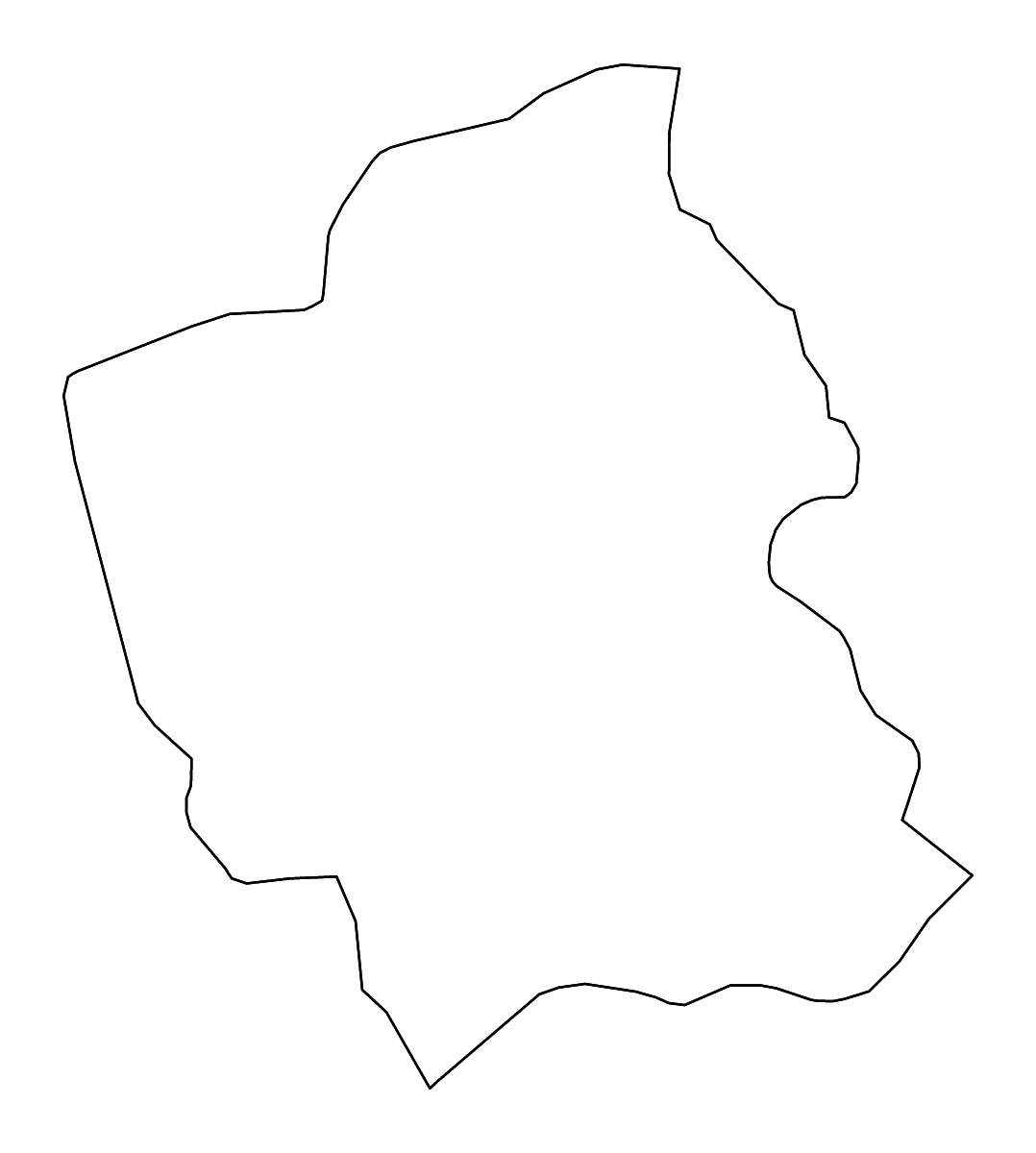Mapa de contorno de Totonicapán, Guatemala con ríos.