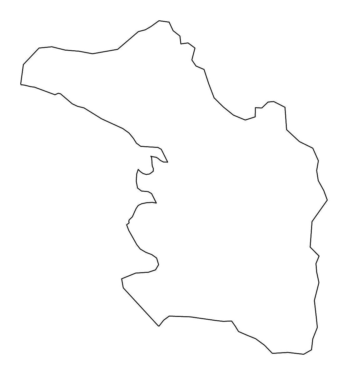 Mapa de contorno de Artibonite, Haiti con ríos.