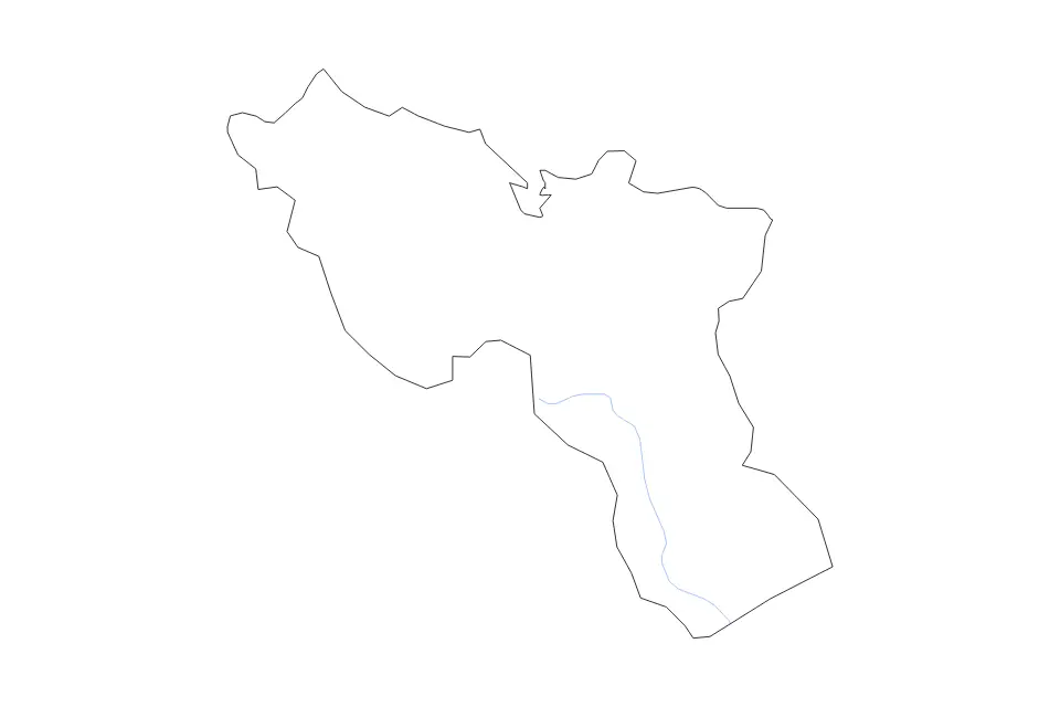 Outline map of Nord Department, Haiti with subdivision borders and rivers.