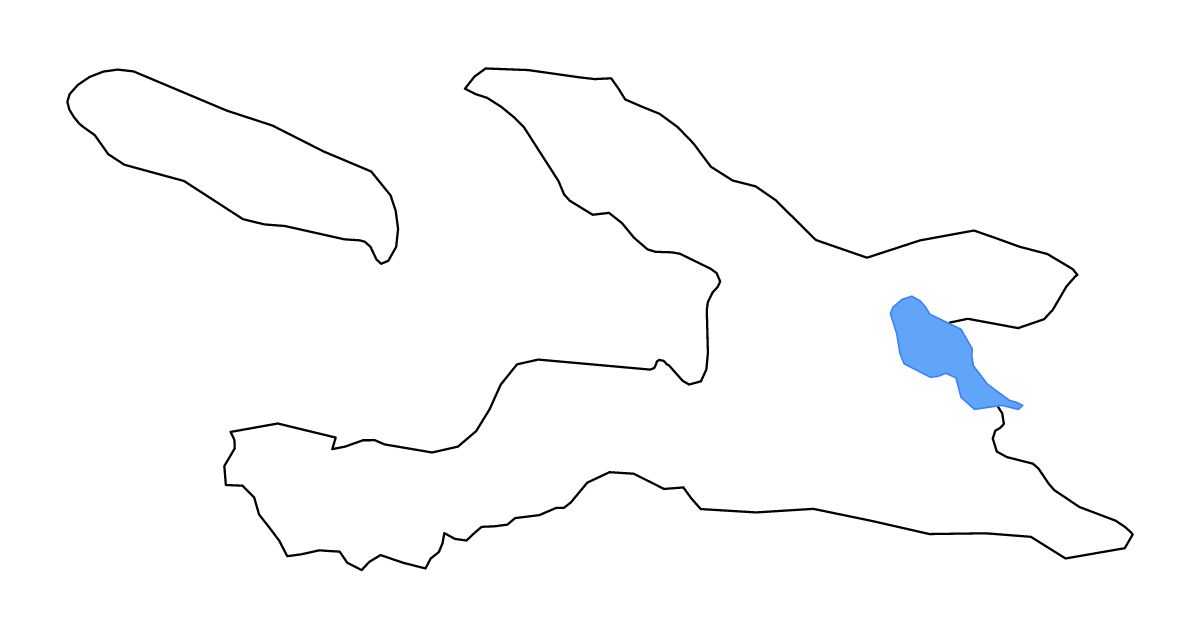 Mapa de contorno de Ouest, Haiti con lagos.