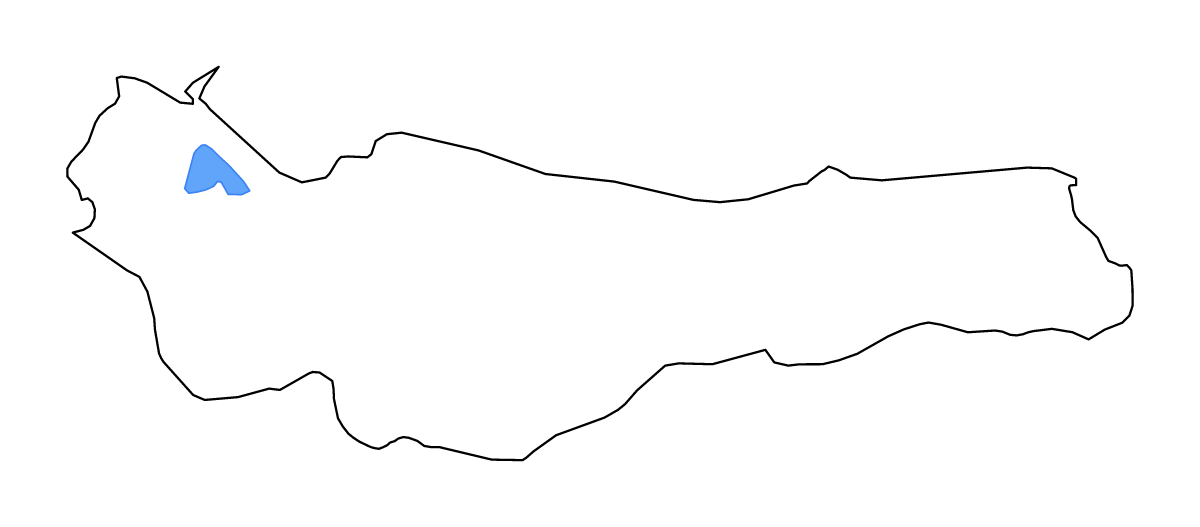 Mapa de contorno de Atlántida, Honduras con lagos y ríos.
