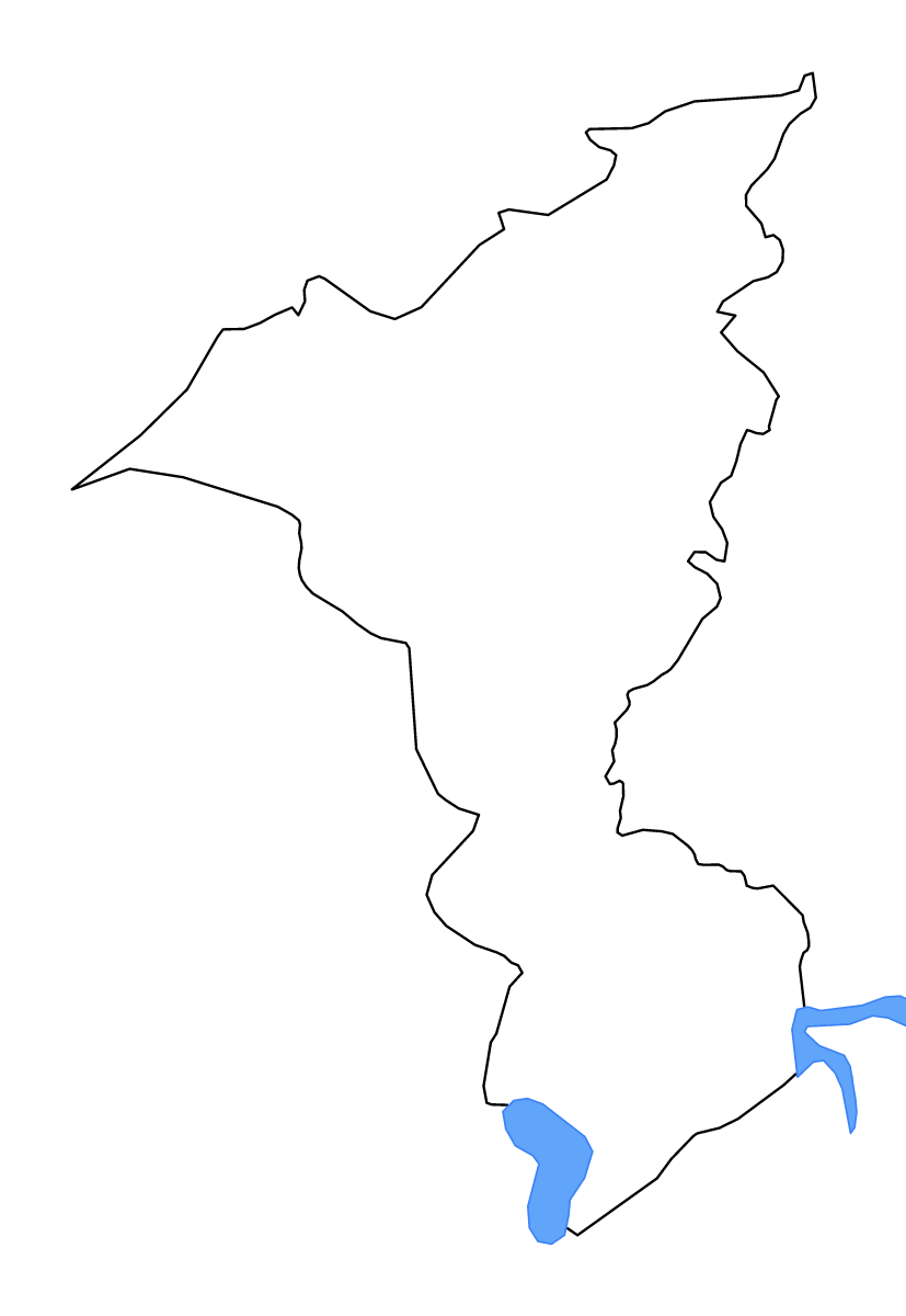 Mapa de contorno de Cortés, Honduras con lagos y ríos.