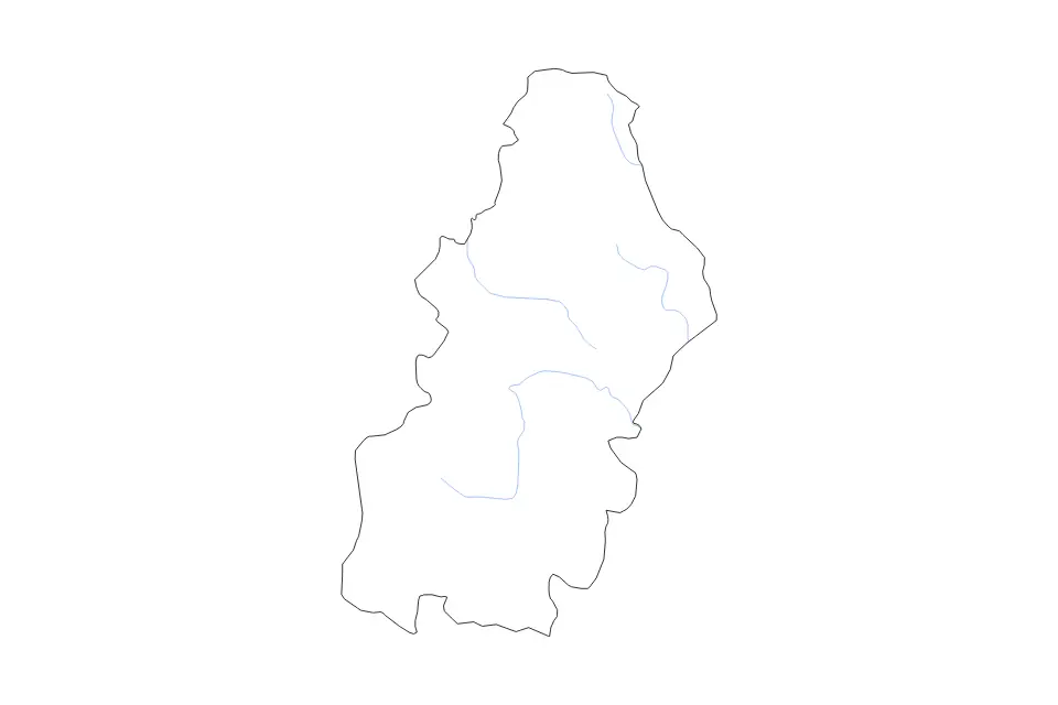 Outline map of Francisco Morazán Department, Honduras with subdivision borders and rivers.